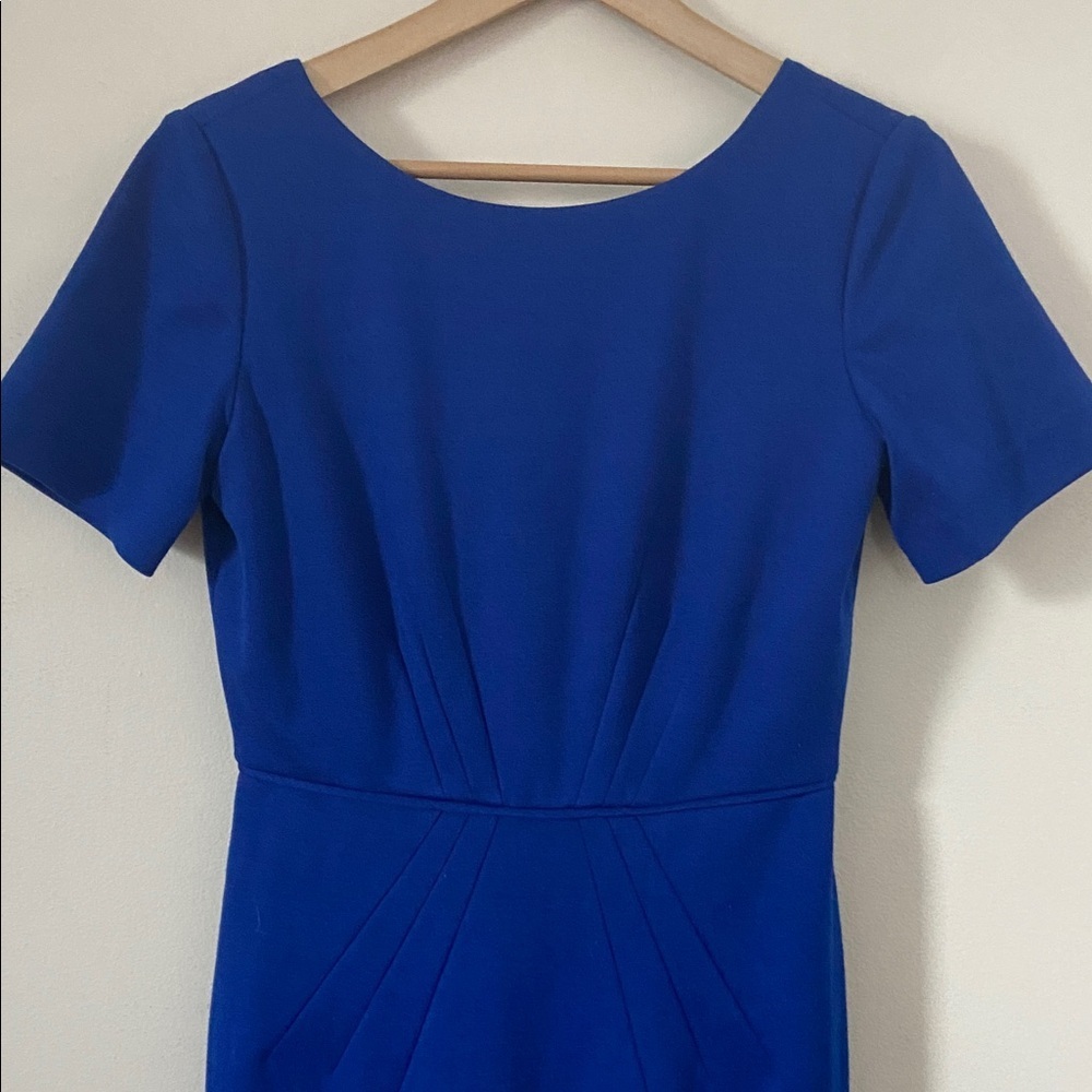 Tahari Royal Blue Midi Sheath Dress – Pleated Waist Size - Picture 4 of 8